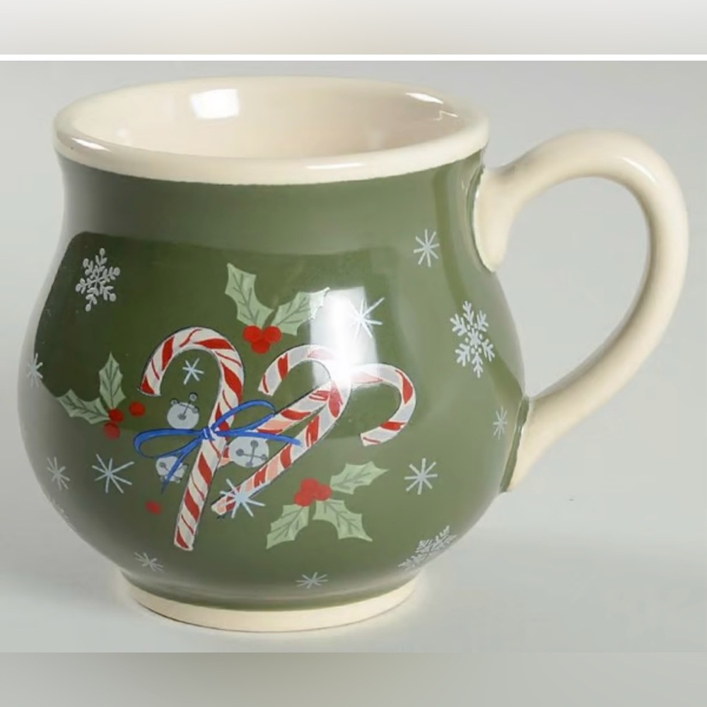 Longaberger All The Trimmings Candy Cane Pot Belly Mug